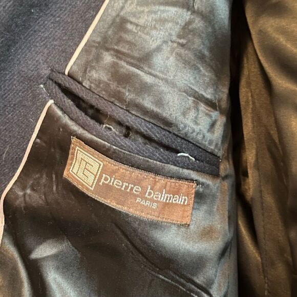 Vintage Pierre Balmain navy wool military coat - Picture 9 of 13